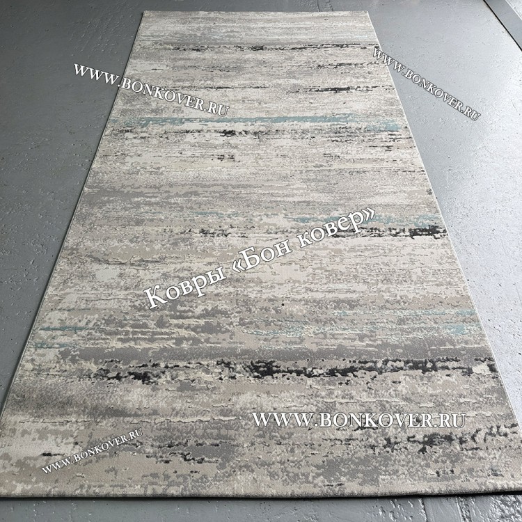 Турецкий Ковер Для Гостиной Арт 30037 Серый с Голубым